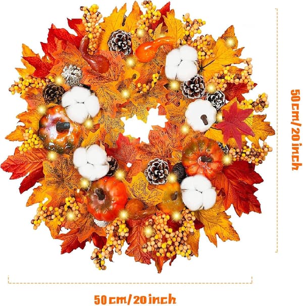 50cm høstkrans, dørkransdekorasjon høst Thanksgiving Decora