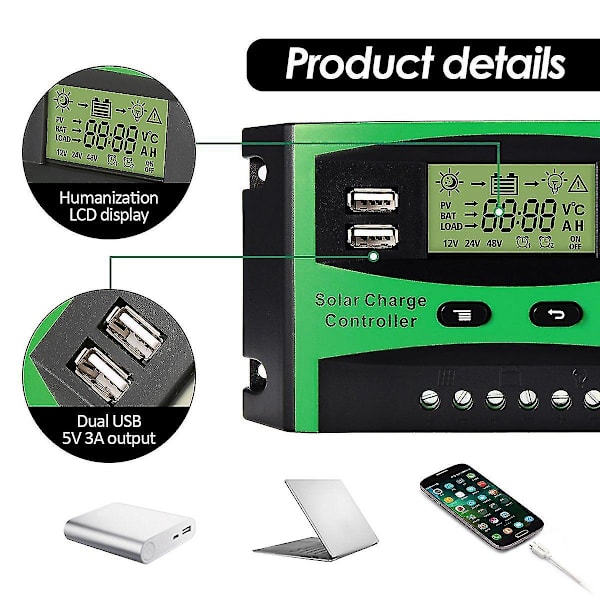 PV-controller 12V24V30A solcelleopladning og afladningskontroller