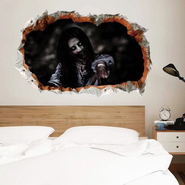3D Halloween-seinätarrat Naispuolinen aave Halloween-seinätarrat, H