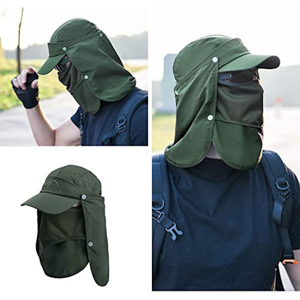 Militärgrön hatt Anti UV solvuxen andningsbar sommar herr bred