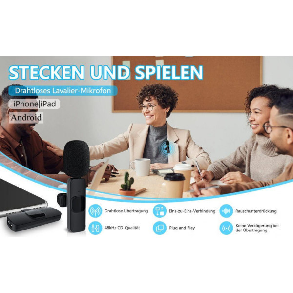 (Lightning-interface) K9 trådløs støjreduktion lavalier-mikrofon