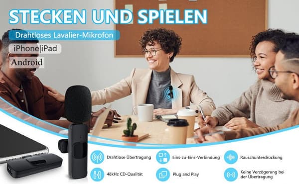 (Lightning-liitäntä) K9 langaton melunvaimennuslavalier-mikrofoni