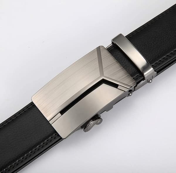 Herr Automatisk Spänne Bälte Äkta Läder Bälte Svart (B)3.5cm*(L