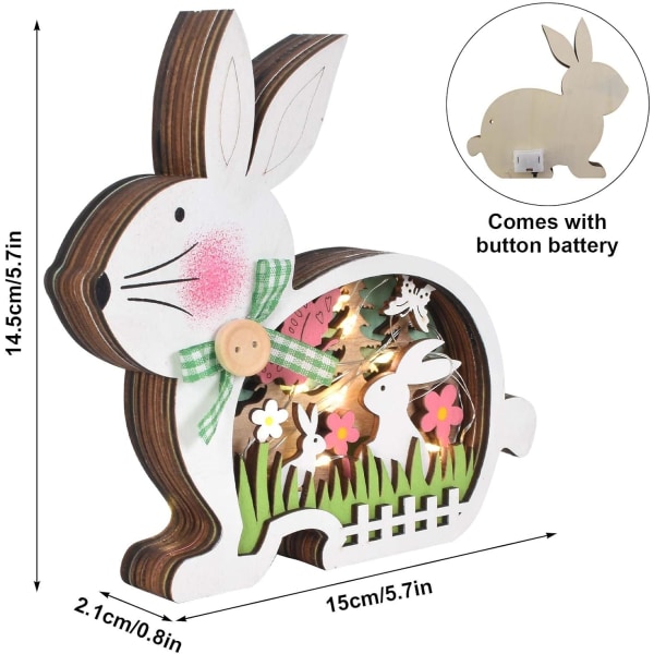 Träpåskhare dekoration - Vit, Trähare staty, Lampa