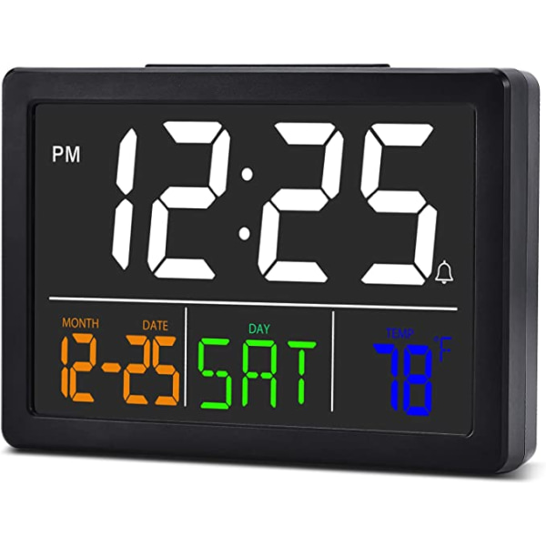 Elektronisk vækkeur (sort), digitalt ur, 5,5 tommer stor di