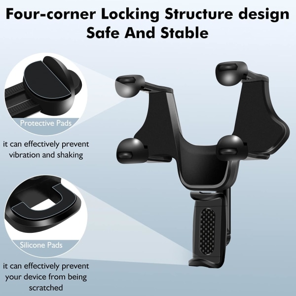 Bil bakspeil Telefonholderfeste roterer 360°，Universal Ca