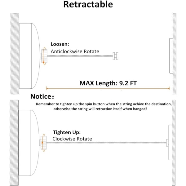 1 Svart Retractable Klädstreck SUS304 Rostfritt Stål Kläder D