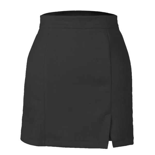 En sort højtaljet lynlås efterår og vinter A-line ensfarvet nederdel 1cbe |  Fyndiq