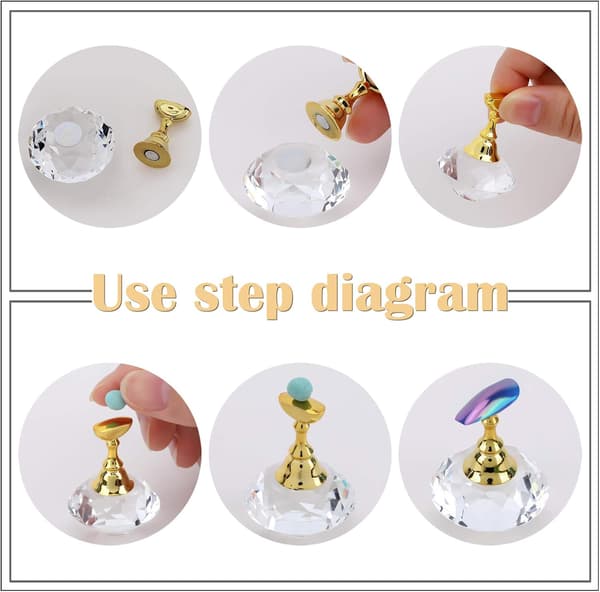 Neglekunst Display Stativ (Klar) med Magnetisk Holder og Krystall B