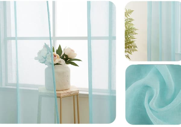Setti 2 150x250cm（Valkoinen）Harmaa Voile-verhot pellavaefektillä - E