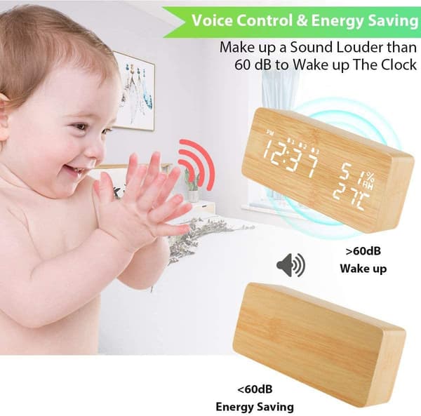 Acelectronic Trä LED Väckarklocka, Digital Klocka Digital Al