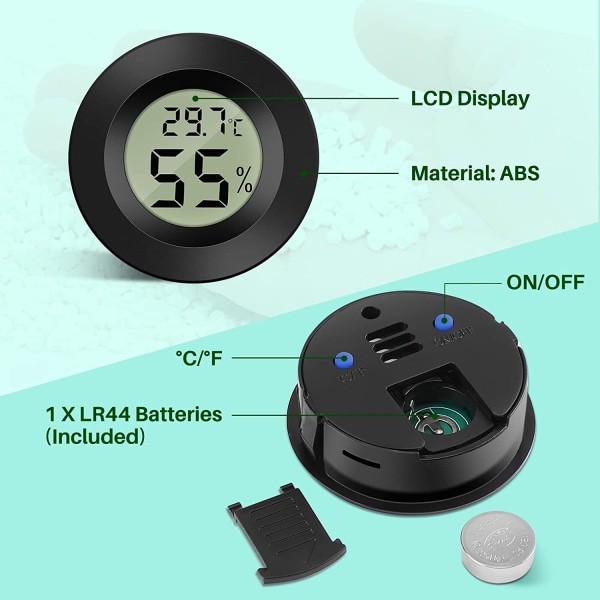 3 stk. Mini Digital LCD Termometer Hygrometer Temperatur Fugtighed