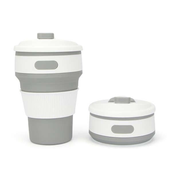 Foldbar kop i silikone 350 ml (grå) kaffekop rejsekop genanvendelig