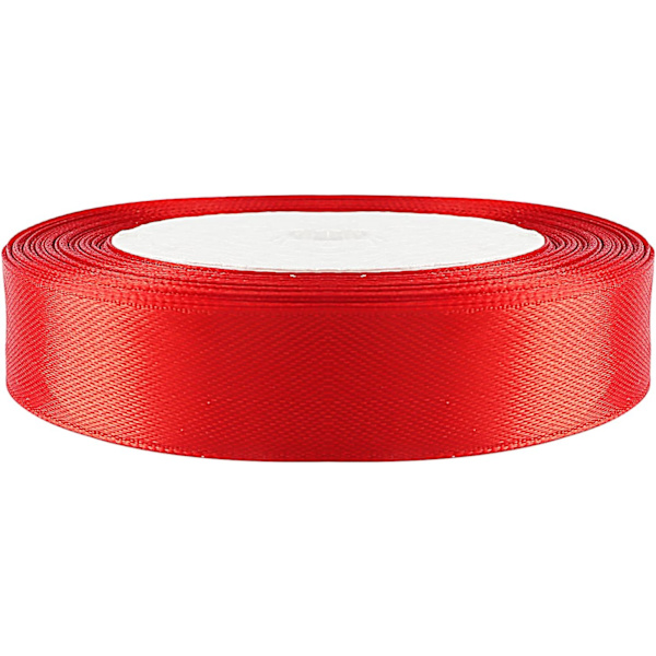 (Röd) Satängband, Vitt Dubbelsidigt Polyester Satängband 20mm