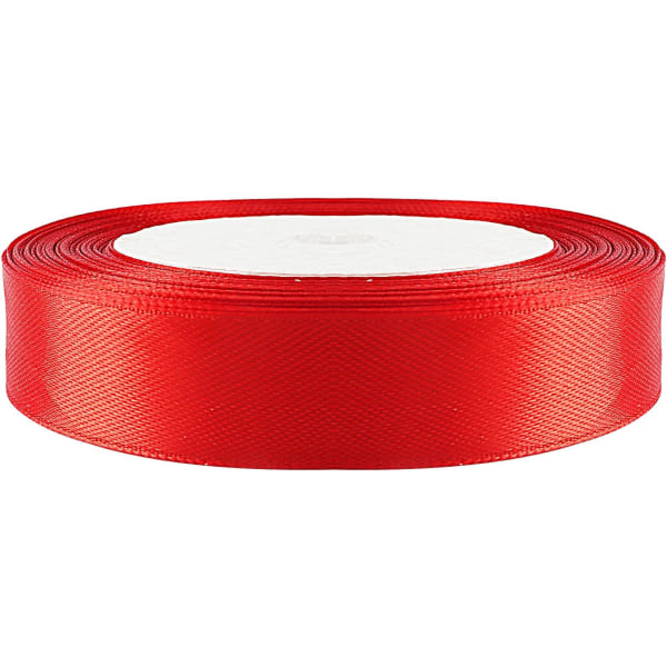 (Rød) satinbånd, hvid dobbeltsidet polyester satinbånd 20 mm