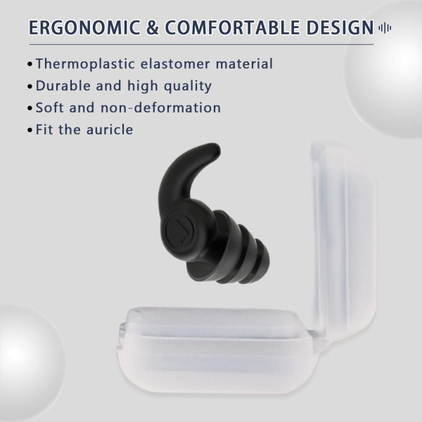 3 par gjenbrukbare vanntette silikon ørepropper Ørebeskyttelse fo