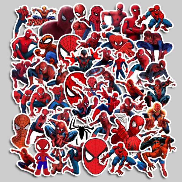 En set med 50 Spider-Man tecknade gränsöverskridande bagagedekaler knä