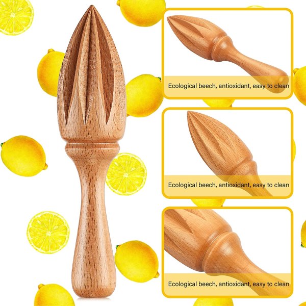 2 stk. træ citruspresser citron håndpresser bøg træ håndholdt