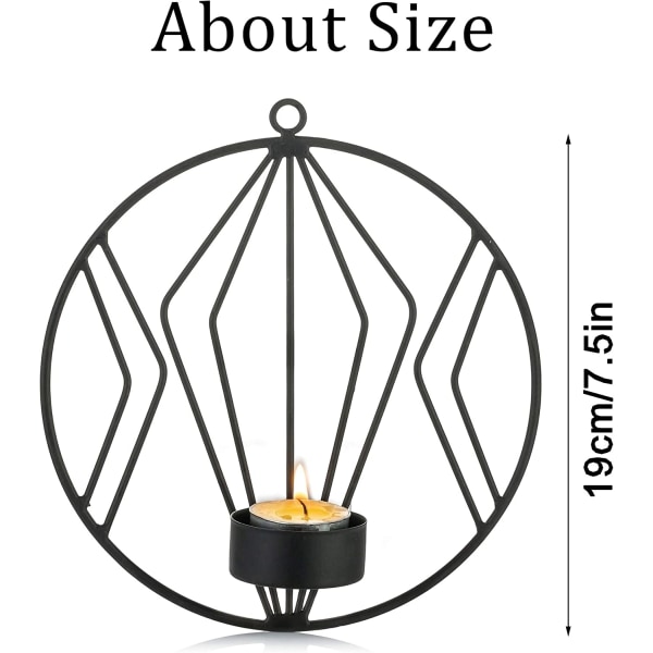 Sort - 2 stk. Metal Vægskænke, Vægsmykke, Lysmiddag L