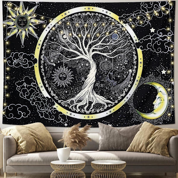 Psykedelisk tapet Måne och (Sol, 130x150cm) Sol tapet Tr
