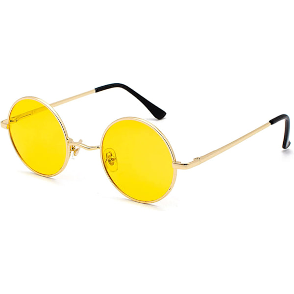 Guldrammet klassisk rund polariseret UV400 med Lennon Sty