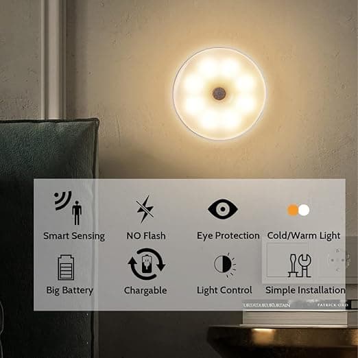 2 pakker LED bevægelsessensor natlys, USB-opladning smart li