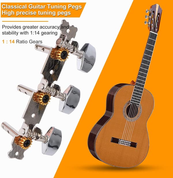 Silver - 2 (1 vänster och 1 höger) mekaniska delar för klassisk gitarr