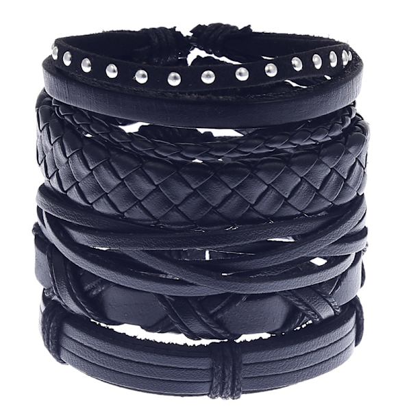 5PCS Læderarmbånd til Mænd Kvinder Flettet Reb Manchet Armbånd