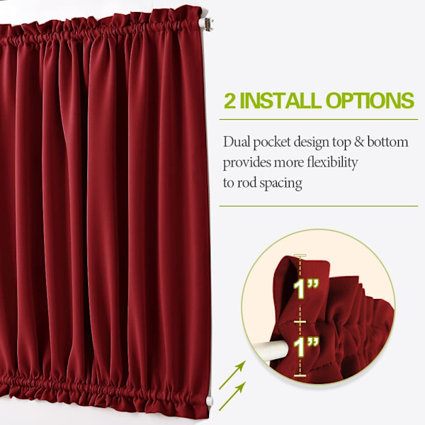 Fransk dørgardin - Bordeaux panelstang lomme blackout vindue