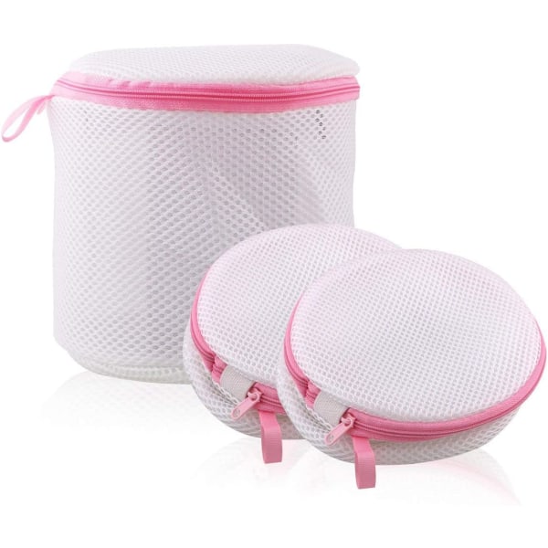 Vaskemaskin Nett, 3PCS Sylindrisk Vaskeripose med Glidelås for