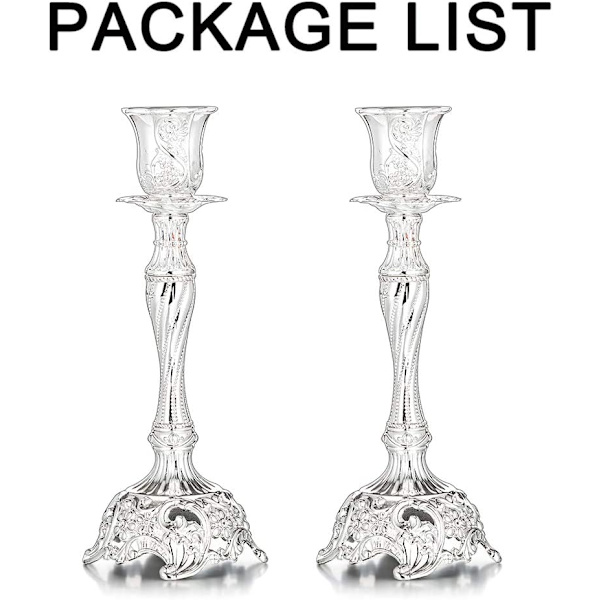 Set med 2 metallkandelabrar ljusstakar dekoration (silver), Vinta