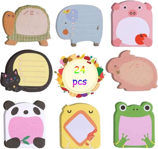 Mini Sticky Notes, 24 Pakker Farvede Sticky Notes, Køleskabs Sticky