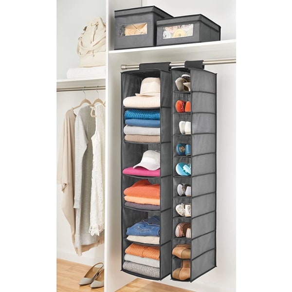 120*30*15cm Non-woven Folding Shoe Rack (Grå og Svart) - Hangi