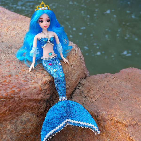Sininen Lejiafen Tongle Mermaids Prinsessa Nukke Lapset Tytöt D