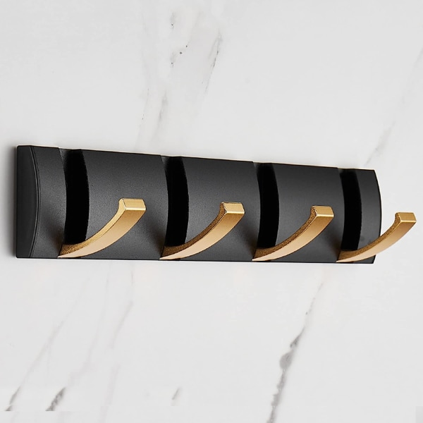 Wall Mounted Coat Rack, Modern Bathroom Wall Hooks in Black Gold, S