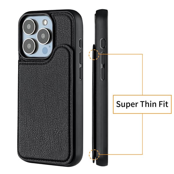 Wallet Case kompatibel med iPhone 15 Pro Max, Kompatibel med MagSafe - Sort