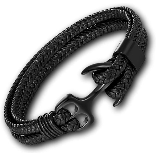Ankararmband för män i högkvalitativt flätat äkta läder