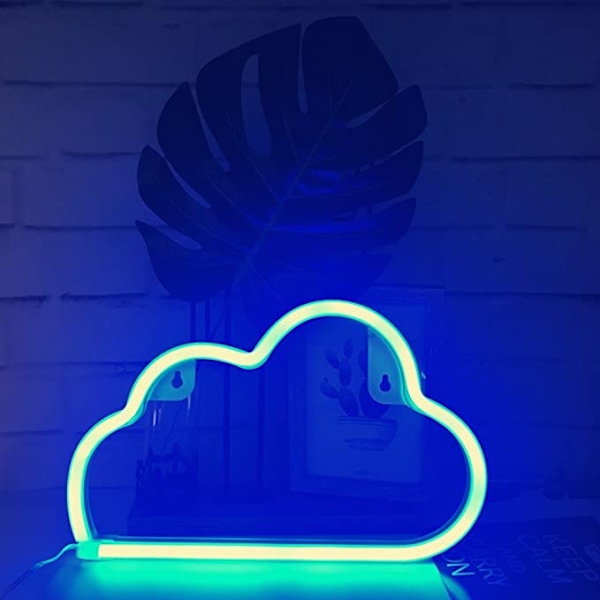 Blå Neon LED Moln Skylt Ljus Dekor, Väggdekor för Jul,
