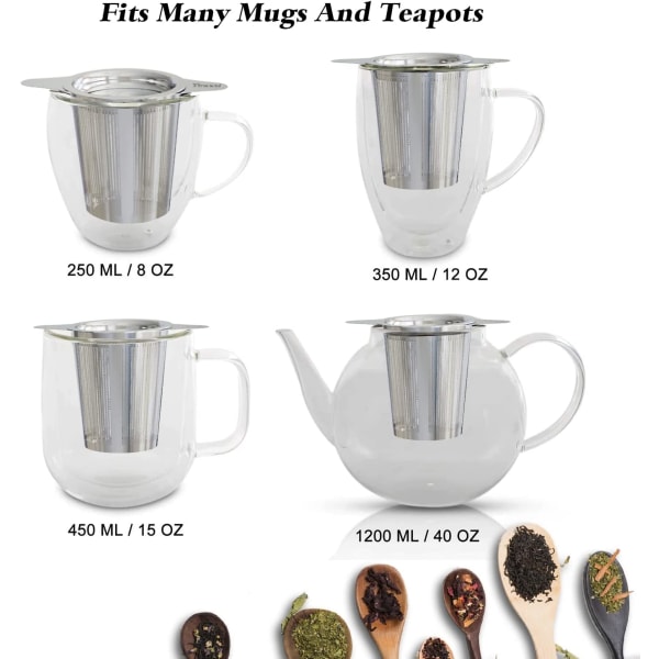 Te-filter, 2 stk. te-infuser med fine huller lavet af 304 rustfrit stål