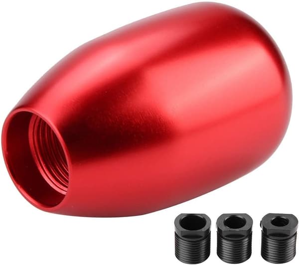 (rød)Gear Shift Knob，5 Speed ​​Manuel Gear Shift Knob med 3 Adap