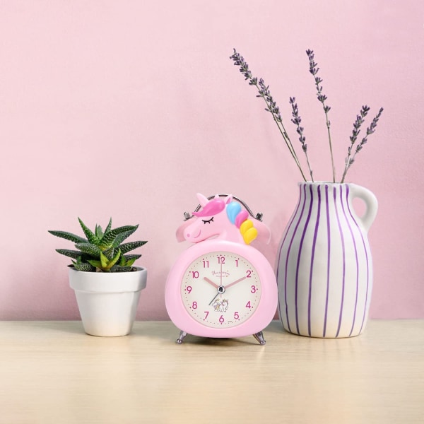 Pink Unicorn Analog Alarmur - Børns Morgen Stille Gør