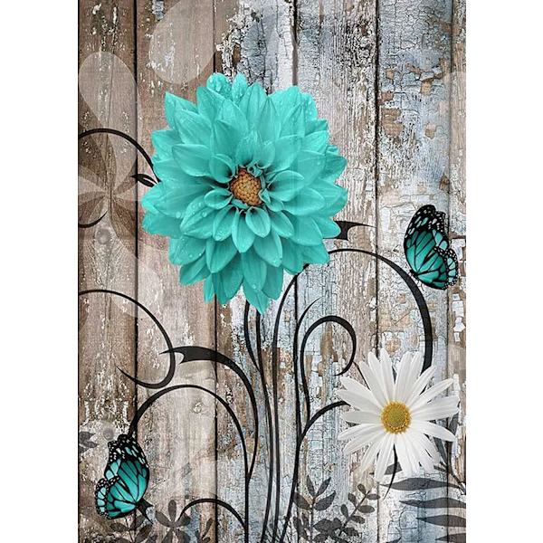 30x40cm, 5d diamantmålad strassbroderi duk blommor