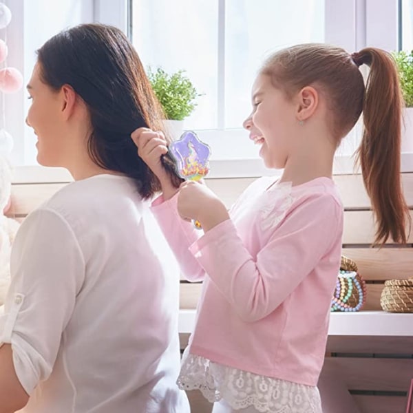 2 pakke hårbørstesett for jenter (blått, lilla), hårbørste for barn