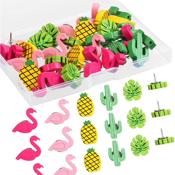 30 stk. Tre Push Pins Flamingo Push Pins Ananas Kaktus Palme