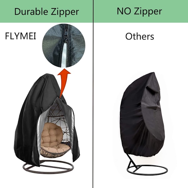 Patio Egg Chair Covers with Zipper, Durable Large Wicker Egg