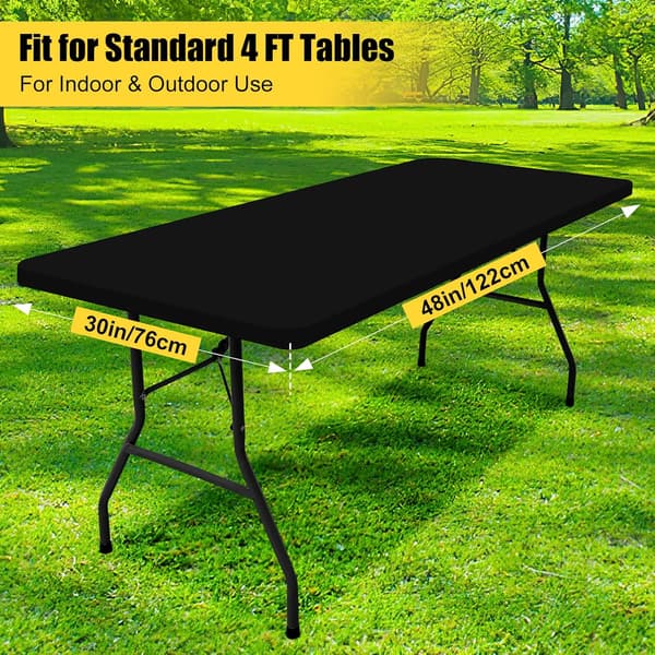 Set med 2 Rektangulära Picknickdukar, för 4-Fots Bord Black 30"x48"
