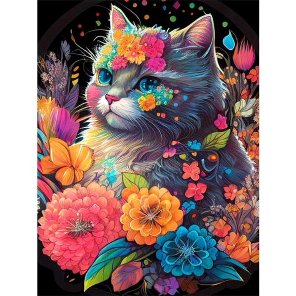 30x40cm, 5d diamond painted cat rhinestone embroidery canvas