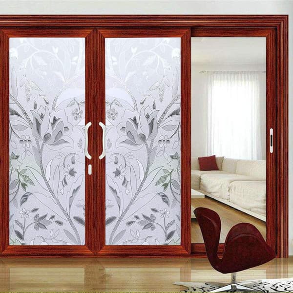 45x200cm - Opaque Tulip Pattern Non-Adhesive Decorative Window F