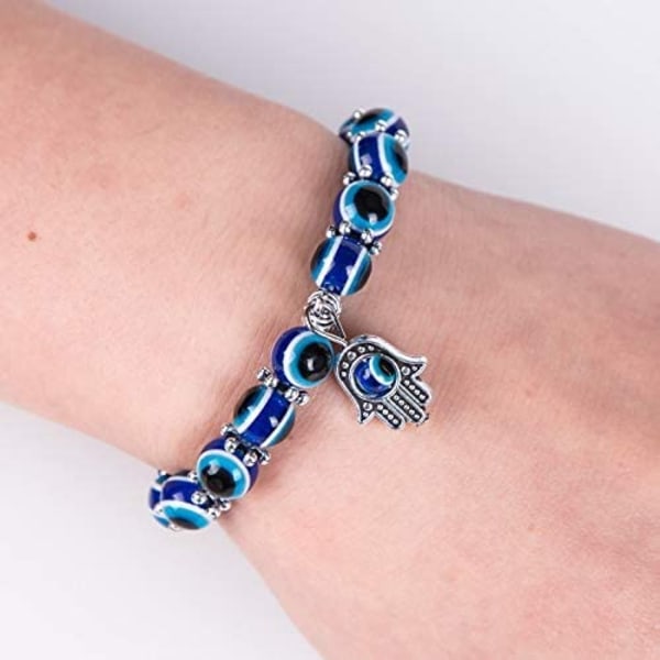 Onde øje halskæde armbånd, blå tyrkisk glas læder reb onde