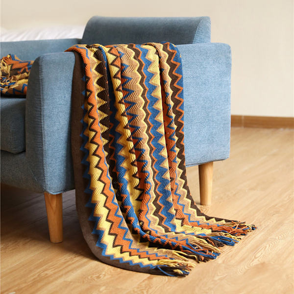 Stickad filt Tassel Throw filtar Färg Hundtand Bohe